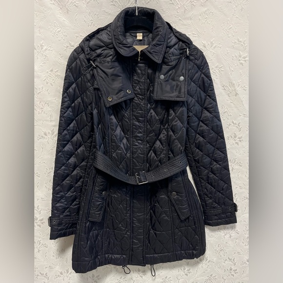 Burberry Jackets & Blazers - Burberry Brit Black Quilted Coat Small Petite